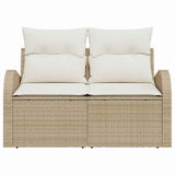 Garden Sofa with Cushion Beige 124 x 62 x 69cm Poly Rattan