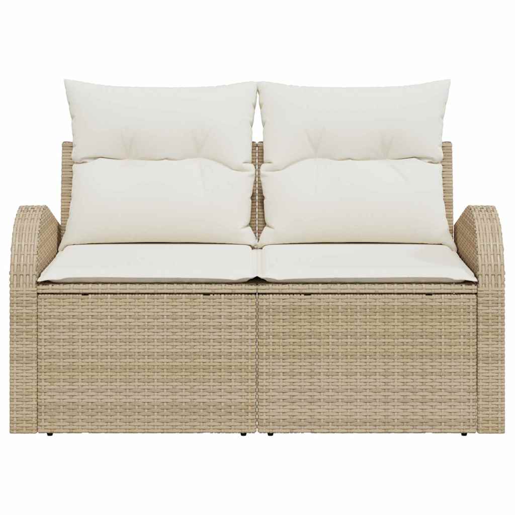 Garden Sofa Beige 124 x 62 x 69cm Poly Rattan