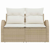 Garden Sofa Beige 124 x 62 x 69cm Poly Rattan - 45-Degree Angle