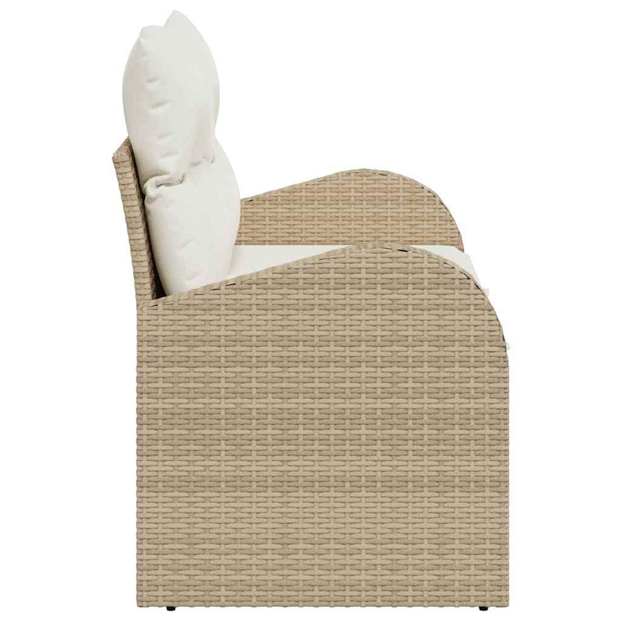 Garden Sofa with Cushion Beige 124 x 62 x 69cm Poly Rattan