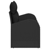 Garden Sofa Black 124 x 62 x 69cm Poly Rattan - Rear View