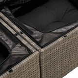 Garden Sofa Grey 124 x 62 x 69cm Poly Rattan - Close-Up Angle