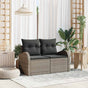 Garden Sofa with Cushion Grey 124 x 62 x 69cm Poly Rattan