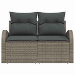 Garden Sofa with Cushion Grey 124 x 62 x 69cm Poly Rattan