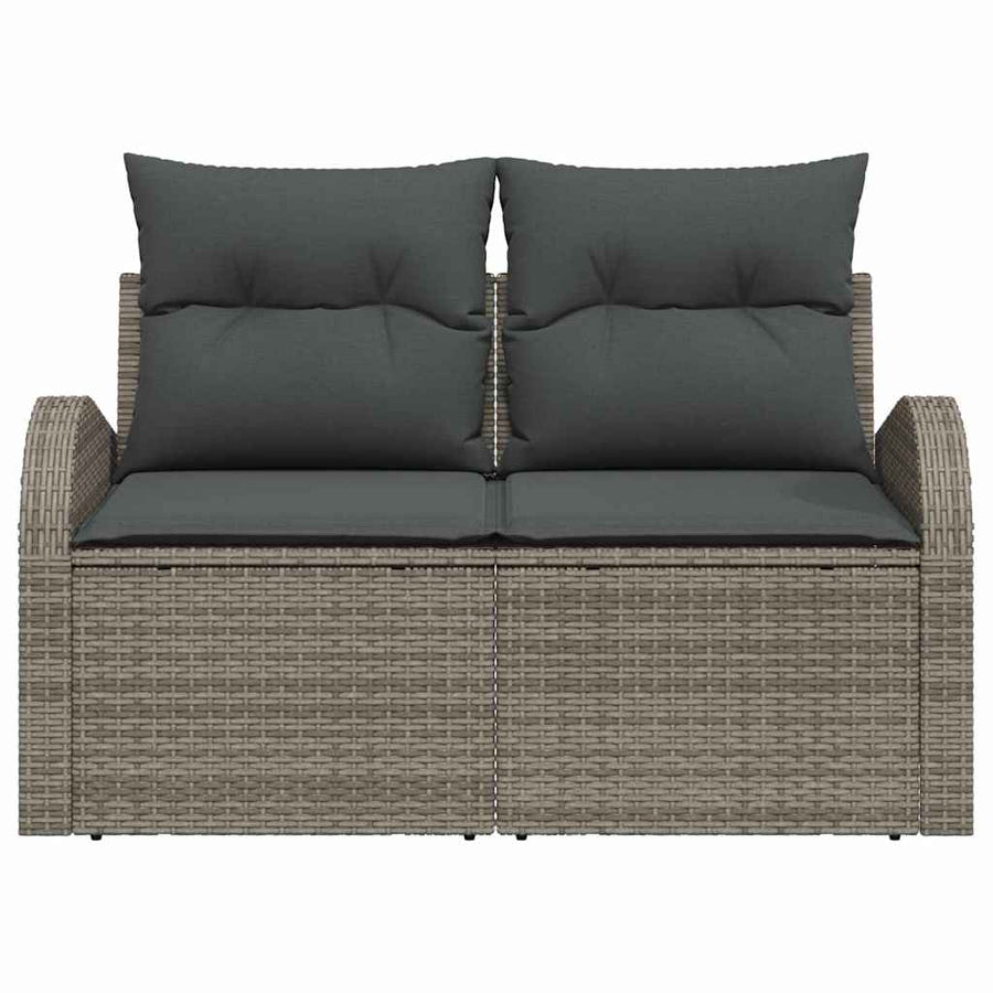 Garden Sofa with Cushion Grey 124 x 62 x 69cm Poly Rattan