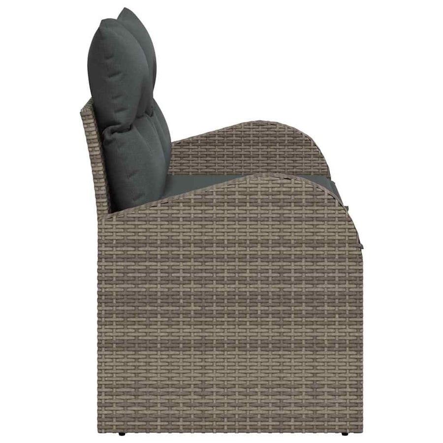 Garden Sofa with Cushion Grey 124 x 62 x 69cm Poly Rattan
