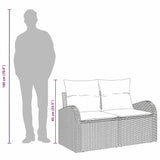 Garden Sofa with Cushion Grey 124 x 62 x 69cm Poly Rattan