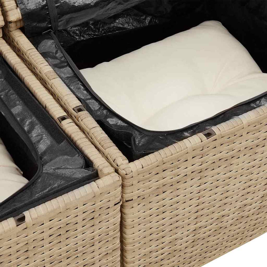 Garden Sofa with Cushion Beige 124 x 62 x 69cm Poly Rattan