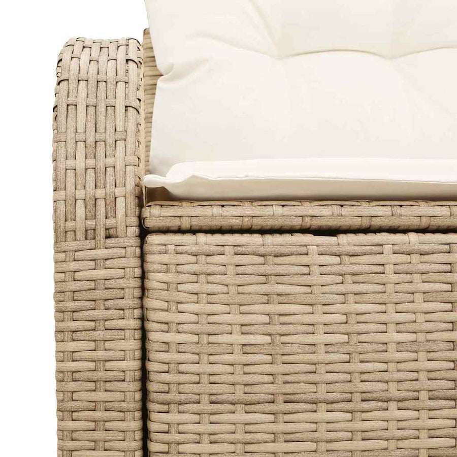 Garden Sofa with Cushion Beige 124 x 62 x 69cm Poly Rattan