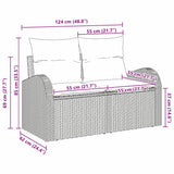 Garden Sofa Beige 124 x 62 x 69cm Poly Rattan - Close-Up Angle