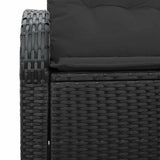 Garden Sofa Black 124 x 62 x 69cm Poly Rattan - Low Angle