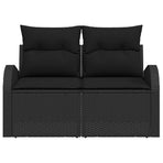 Garden Sofa with Cushion Black 124 x 62 x 69cm Poly Rattan
