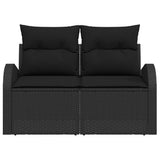 Garden Sofa Black 124 x 62 x 69cm Poly Rattan - Side View