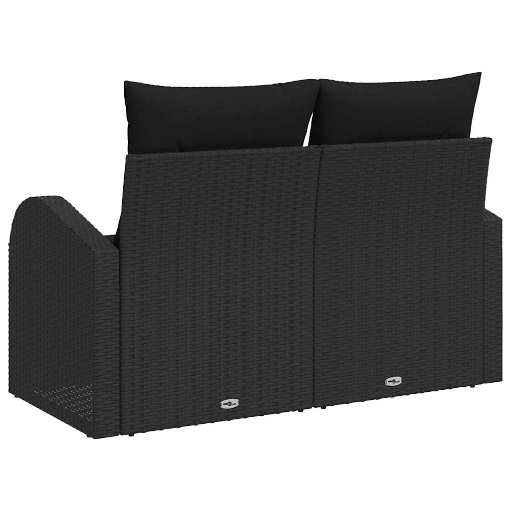 Garden Sofa with Cushion Black 124 x 62 x 69cm Poly Rattan