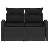 Garden Sofa with Cushion Black 124 x 62 x 69cm Poly Rattan