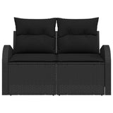 Garden Sofa Black 124 x 62 x 69cm Poly Rattan - Top-Down View