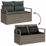 Garden Sofa Grey 120 x 62 x 69cm Poly Rattan - Close-Up Angle