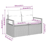 Garden Sofa Grey 120 x 62 x 69cm Poly Rattan - Low Angle