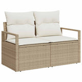 Garden Sofa Beige 120 x 62 x 69cm Poly Rattan - Front View