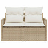 Garden Sofa Beige 120 x 62 x 69cm Poly Rattan - 45-Degree Angle