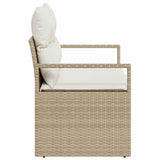 Garden Sofa Beige 120 x 62 x 69cm Poly Rattan - Rear View