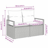 Garden Sofa Beige 120 x 62 x 69cm Poly Rattan - Low Angle