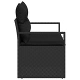 Garden Sofa Black 120 x 62 x 69cm Poly Rattan - Rear View