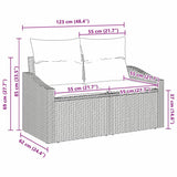 Garden Sofa with Cushion 123 x 62 x 69 cm Poly Rattan - Close-Up Angle