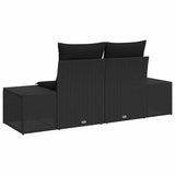 Garden Sofa with Cushion Black 184 x 62 x 69 cm Poly Rattan