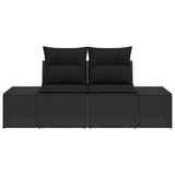 Garden Sofa with Cushion Black 184 x 62 x 69 cm Poly Rattan - 45-Degree Angle