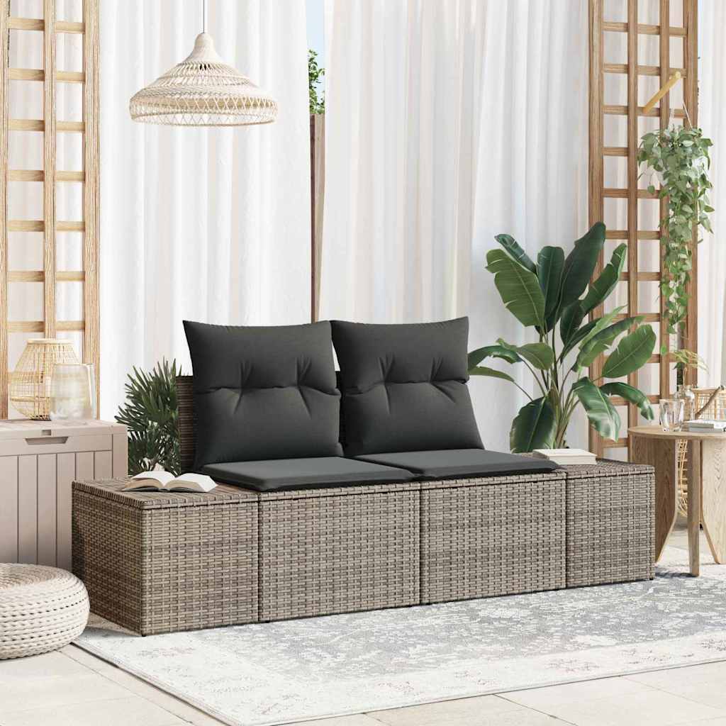 Garden Sofa with Cushion Grey 184 x 62 x 69 cm Poly Rattan
