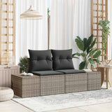 Garden Sofa with Cushion Grey 184 x 62 x 69 cm Poly Rattan