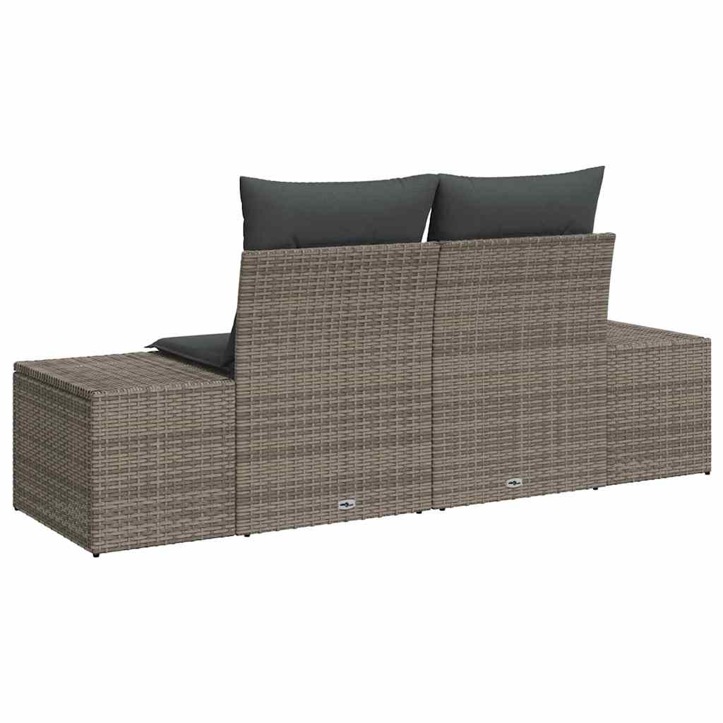 Garden Sofa with Cushion Grey 184 x 62 x 69 cm Poly Rattan