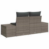 Garden Sofa with Cushion Grey 184 x 62 x 69 cm Poly Rattan - Side View