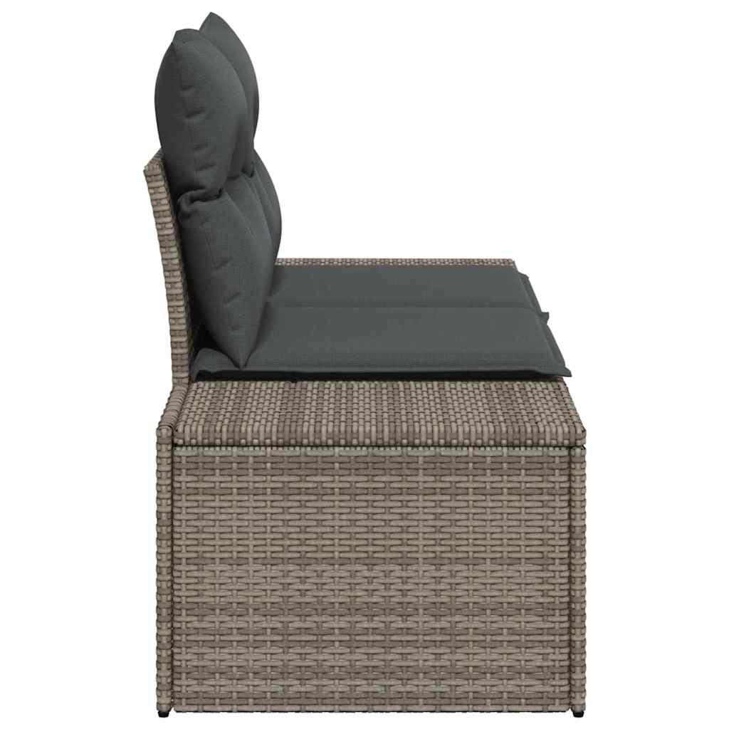 Garden Sofa with Cushion Grey 184 x 62 x 69 cm Poly Rattan