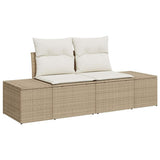 Garden Sofa with Cushion Beige 184 x 62 x 69 cm Poly Rattan