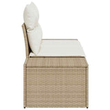 Garden Sofa with Cushion Beige 184 x 62 x 69 cm Poly Rattan