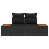 Garden Sofa Black 184 x 62 x 85cm Poly Rattan