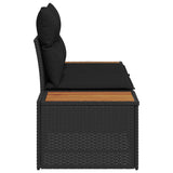 Garden Sofa Black 184 x 62 x 85cm Poly Rattan - Side View