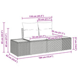 Garden Sofa Black 184 x 62 x 85cm Poly Rattan - Close-Up Angle