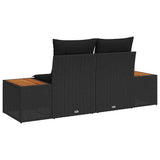 Garden Sofa Black 184 x 62 x 85cm Poly Rattan - Top-Down View
