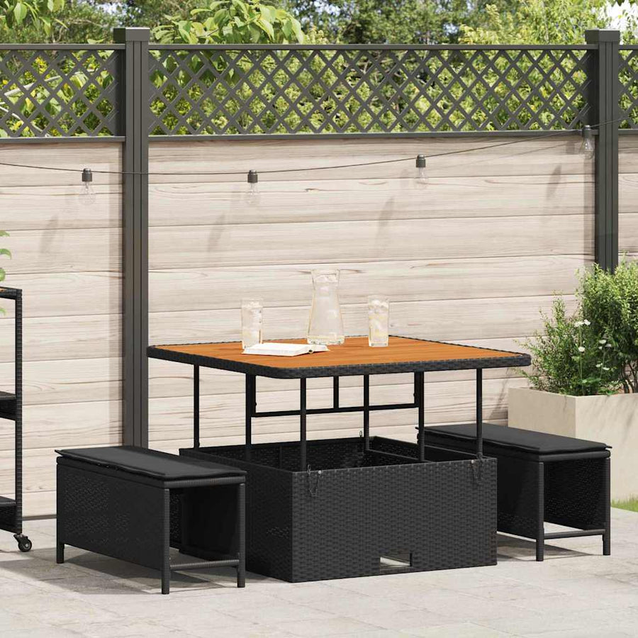 Garden Dining Set 3 pcs Black Poly Rattan