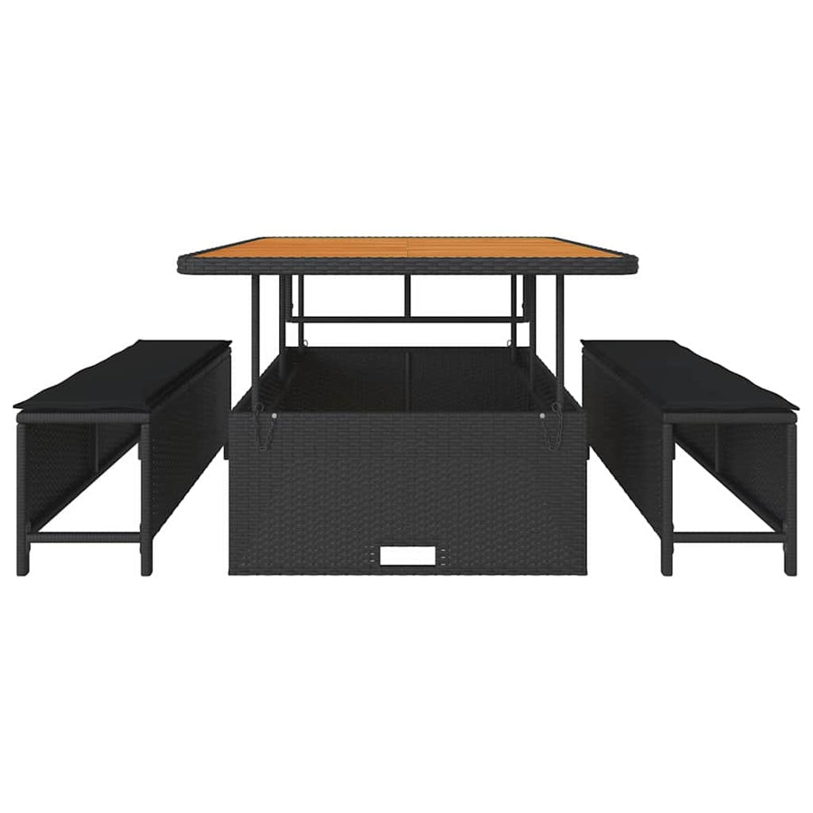Garden Dining Set 3 pcs Black Poly Rattan