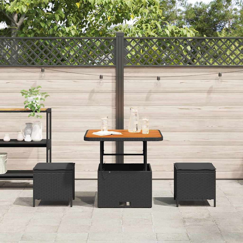 Garden Dining Set Black Poly Rattan