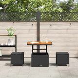 Garden Dining Set Black Poly Rattan