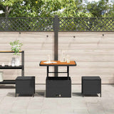 Garden Dining Set Black Poly rattan - Top-Down View