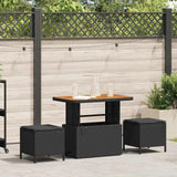 Garden Dining Set Black Poly Rattan