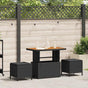 Garden Dining Set 3 pcs Black Poly Rattan