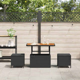 Garden Dining Set Black Poly Rattan