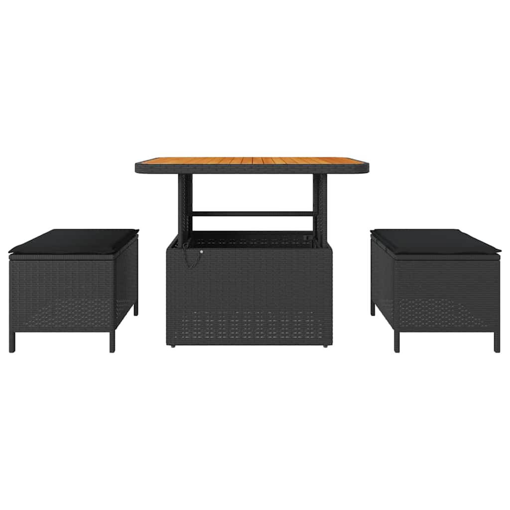 Garden Dining Set Black Poly Rattan